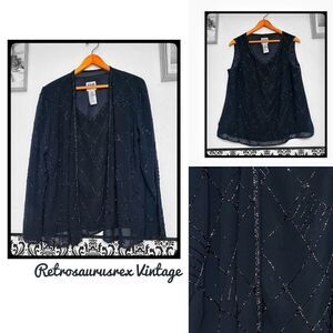 VINTAGE 80’s Beaded Tank Top & Blazer Set Large